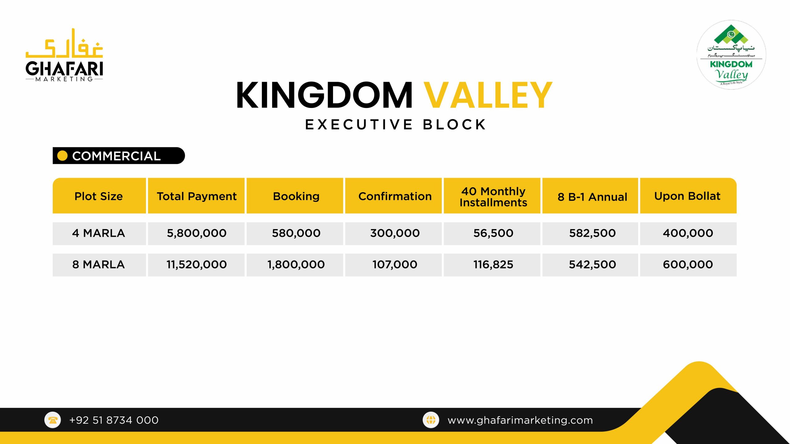 Kingdom Valley Payment Plan EXECUTIVE block Commercial