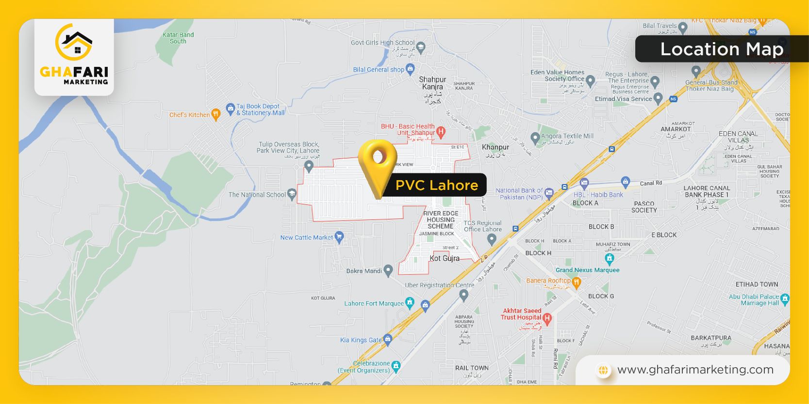 Location Map of Park View City Lahore 