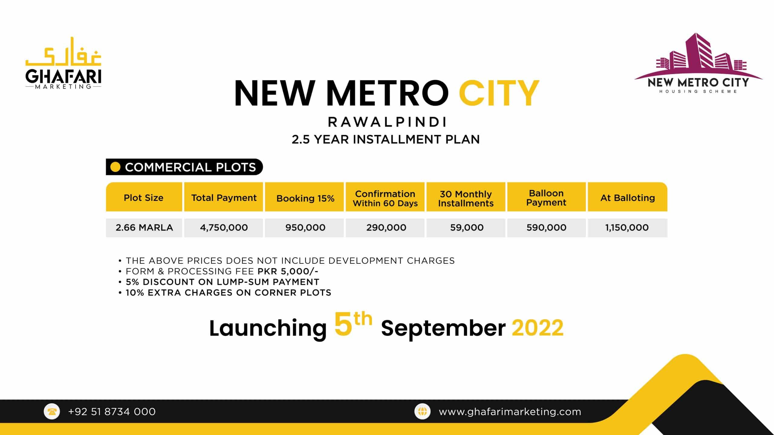 New Metro City 2.6 Commercial Payment Plan