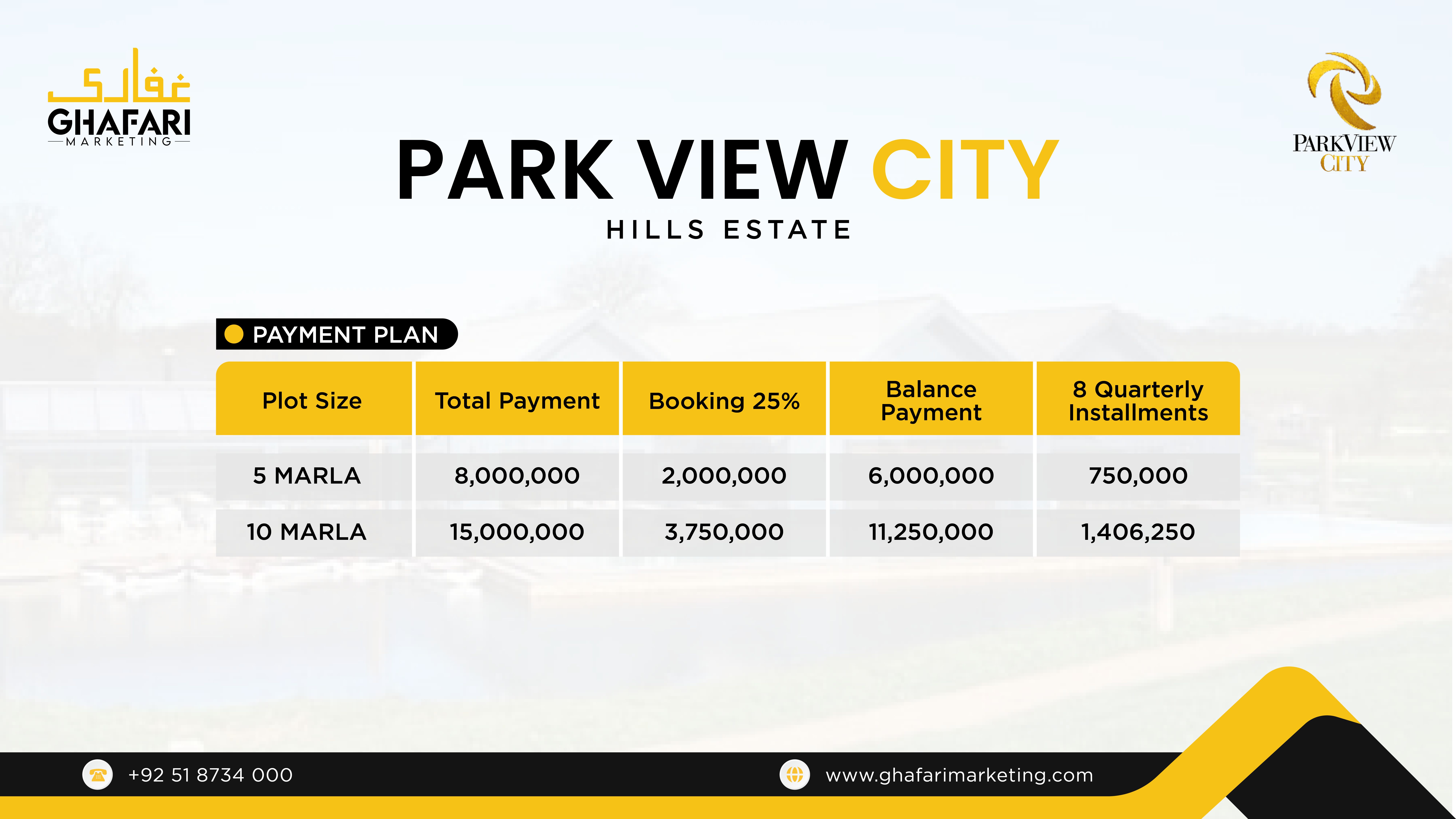 Park View City Hills Estate Payment Plan 