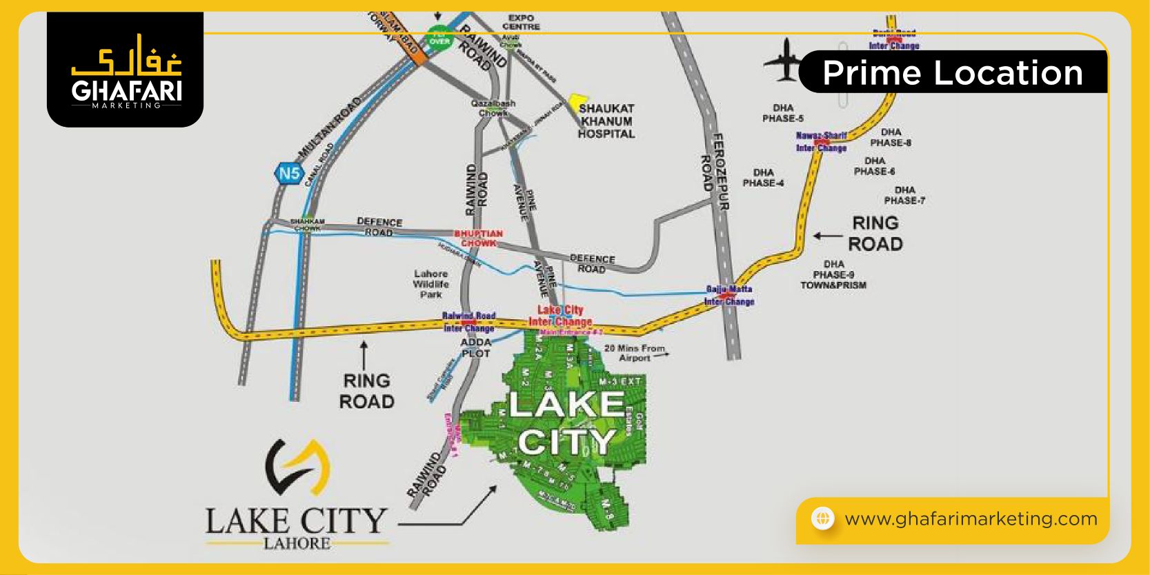 Location Map of Lake City Lahore