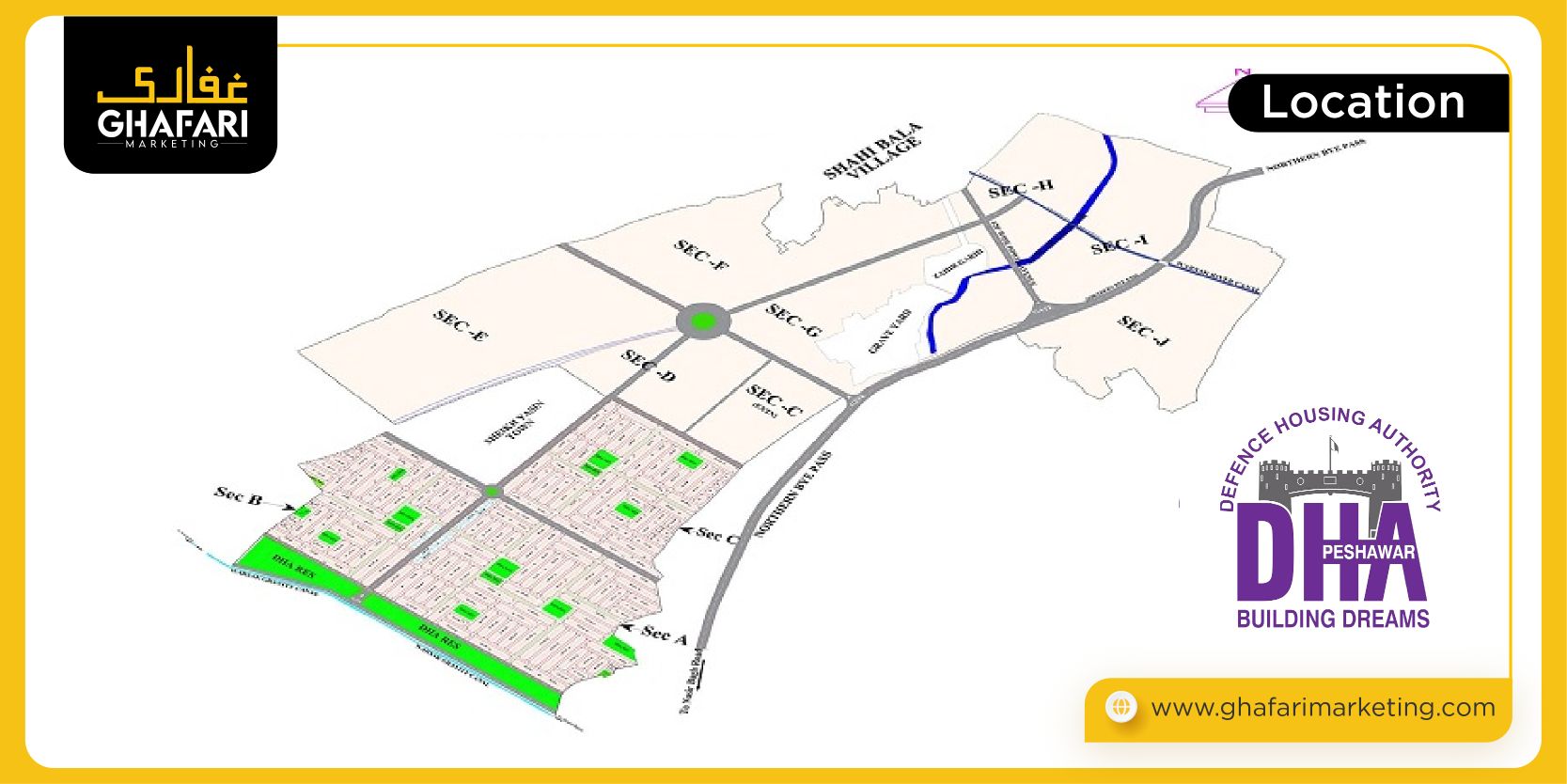 DHA Peshawar Location Map 