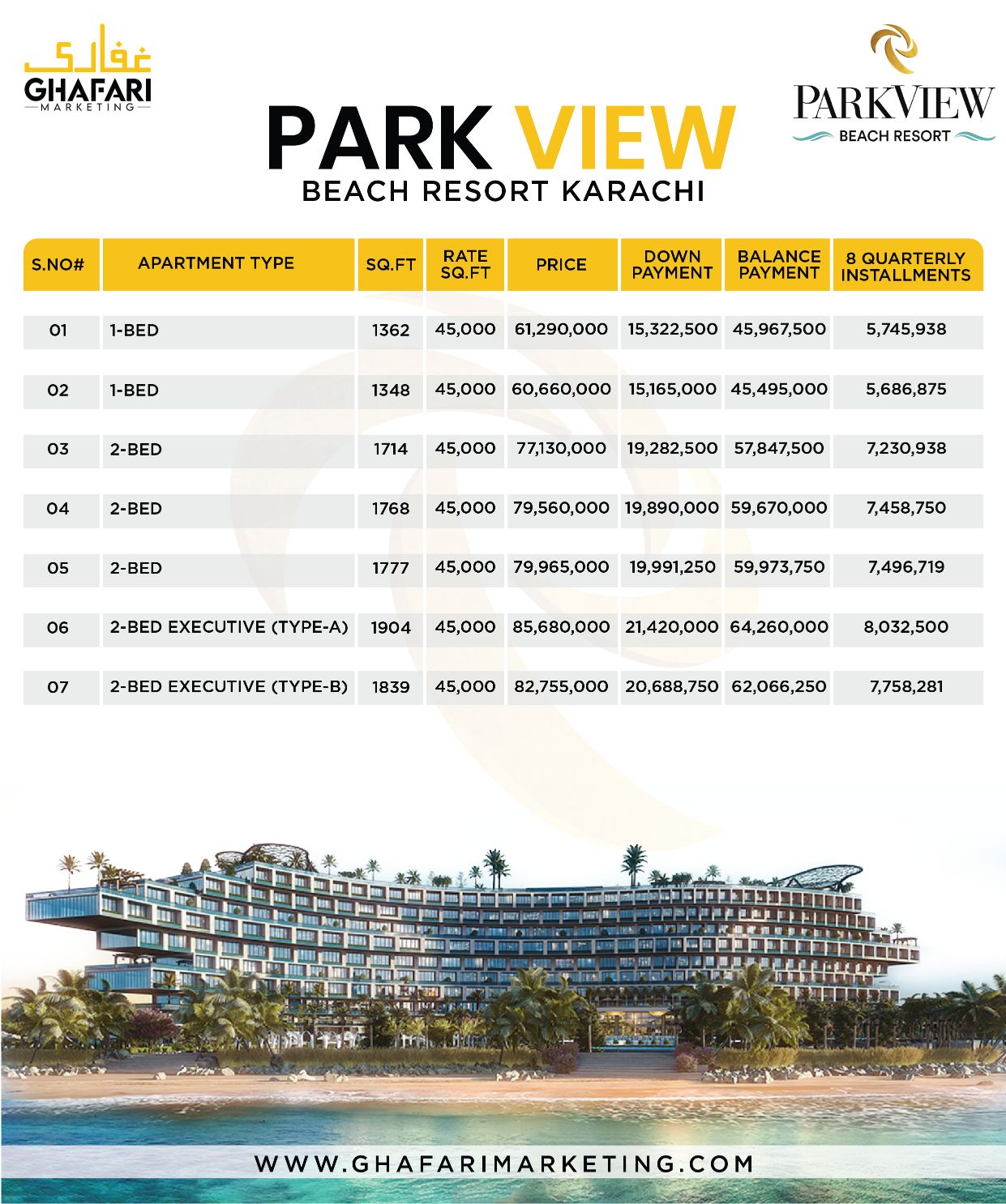 park view city beach resort karachi Payment Plan 